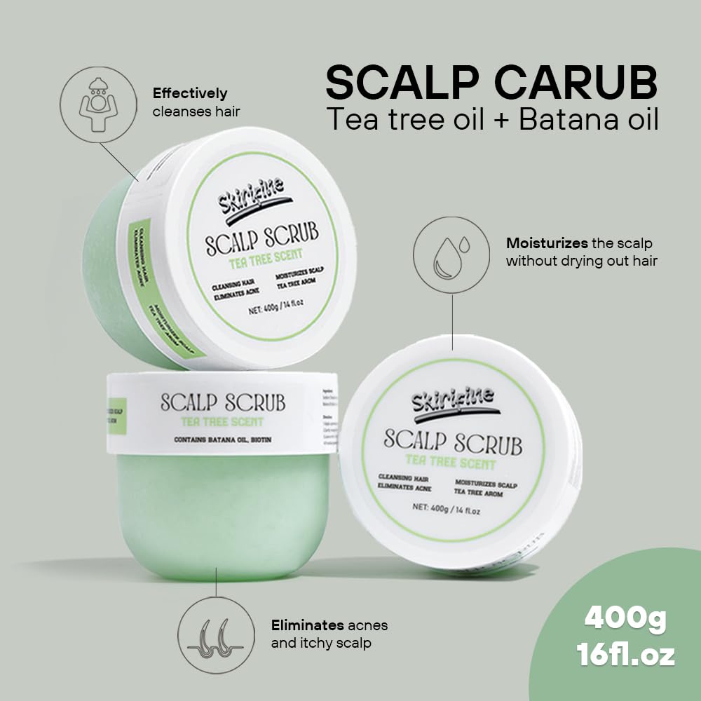 Tea Tree Scalp Scrub - 400g (16 fl.oz) 1 Bottle, Exfoliating & Moisturizing Treatment for Dry, Flaky Scalp - Deep Cleansing Hair Scrub with Natural Exfoliants & Nourishing Oils