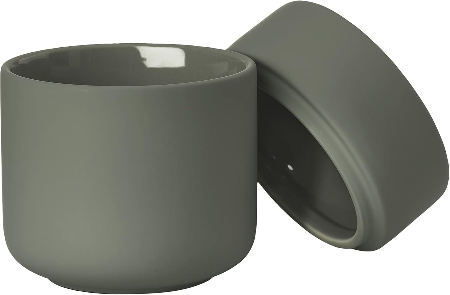 ZONE DENMARK Ume Taupe Cosmetic Jar - Elegant and Functional Storage Solution for Your Beauty Essentials, Infusing Scandinavian Design into Your Vanity Space (Olive Green)
