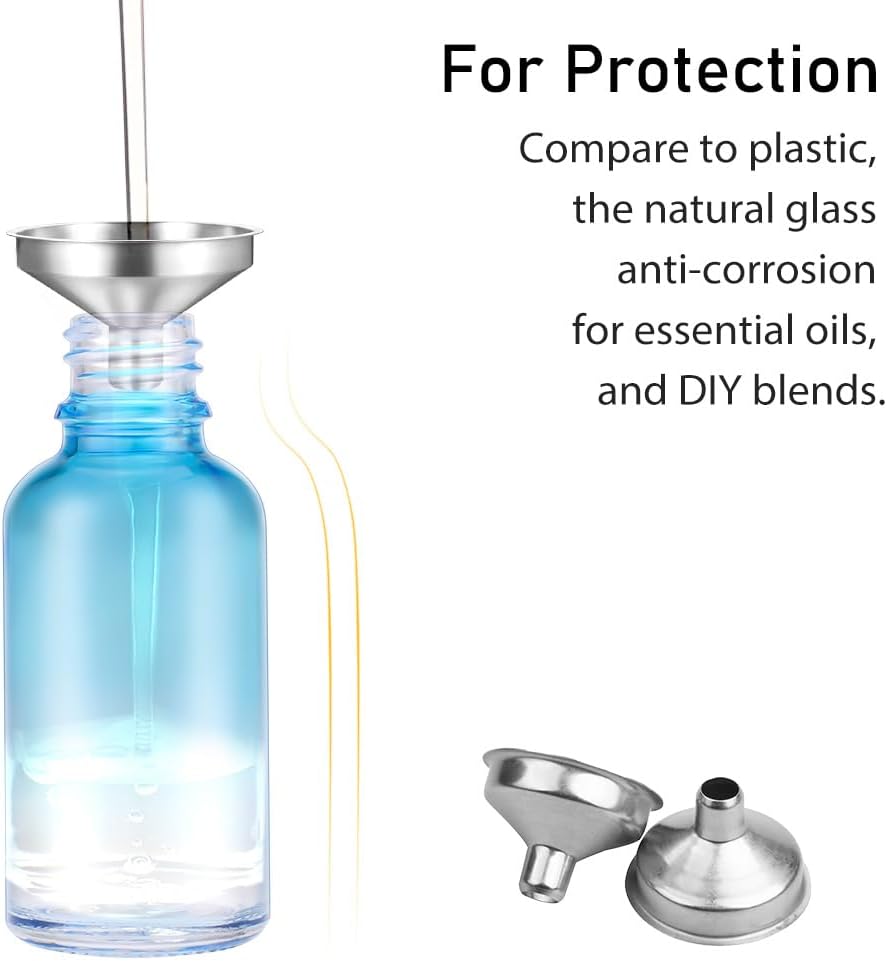 Bumobum 2 oz Dropper Bottle, Glass Eye Dropper Bottles with Golden Top Cap for Essential Oils, 24 Pack Tincture Bottle with Labels and Funnel