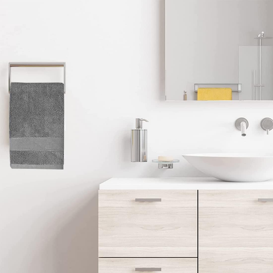 2 Pack Hand Towels for Bathroom (14 x 30 Inch)-100% Cotton Hand Towel, Highly Absorbent and Quick Dry Face Washcloth, Home Soft Premium Towel for Hotel, Bath, Kitchen and Spa(Gray)