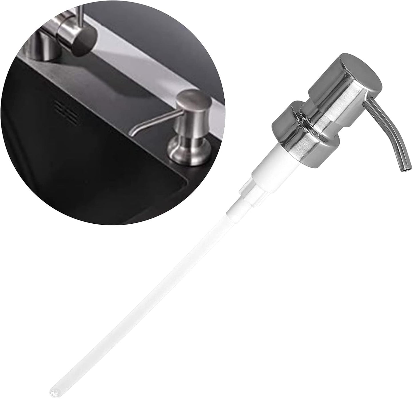 304 Stainless Steel Soap Dispenser Pump Head, Soap Pump Bathroom Screw Lotion Pump Replacement Silver Easy Press Universal Dispenser Pump for Kitchen Bathroom Neck Bottles