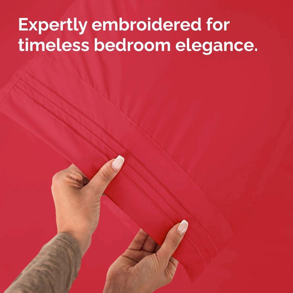 King Pillow Cases Set of 2 - Ultra Soft Hotel Quality Pillowcase Covers - Comfy, Cooling & Wrinkle Free - Shrinkage, Stain and Fade Resistant - Machine Washable Pillow Protectors - 2 Piece Set - Red