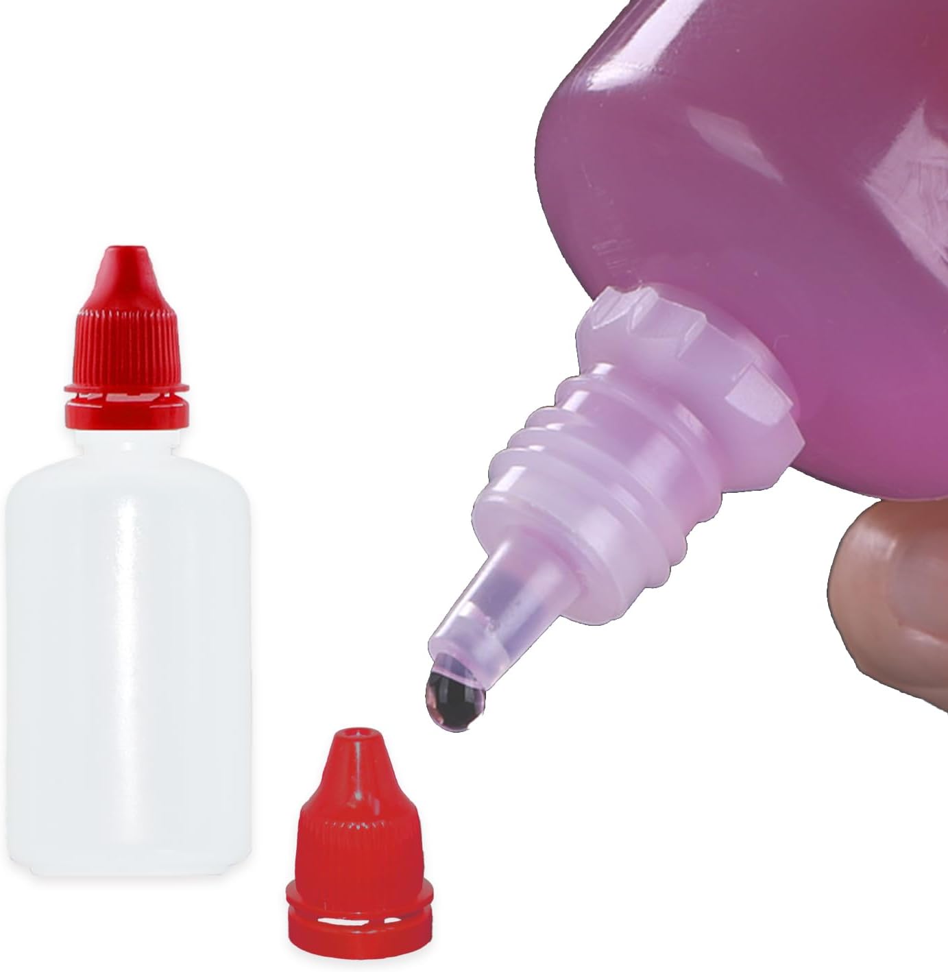 12 Pcs Dropper Bottles, 50ml/1.7 oz Empty Squeezable Small Mouth Dropper Bottle, Liquid Dropper Bottle with Red Cap
