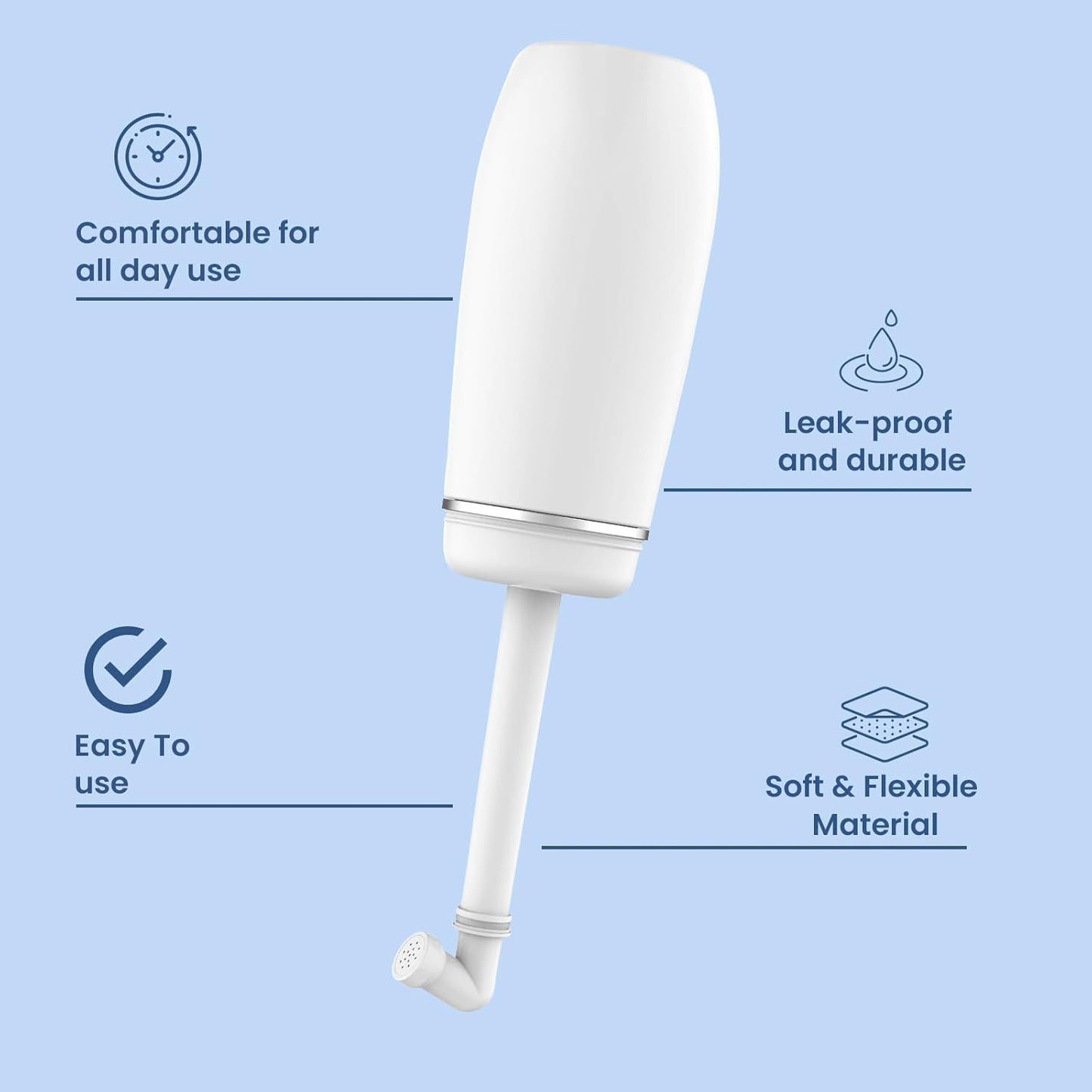 Portable Bidet for Travel, 400ml Peri Bottle, Handheld Personal Hygiene Cleaner, Leakproof & Reusable Wash Bottle for Women & Men (White)