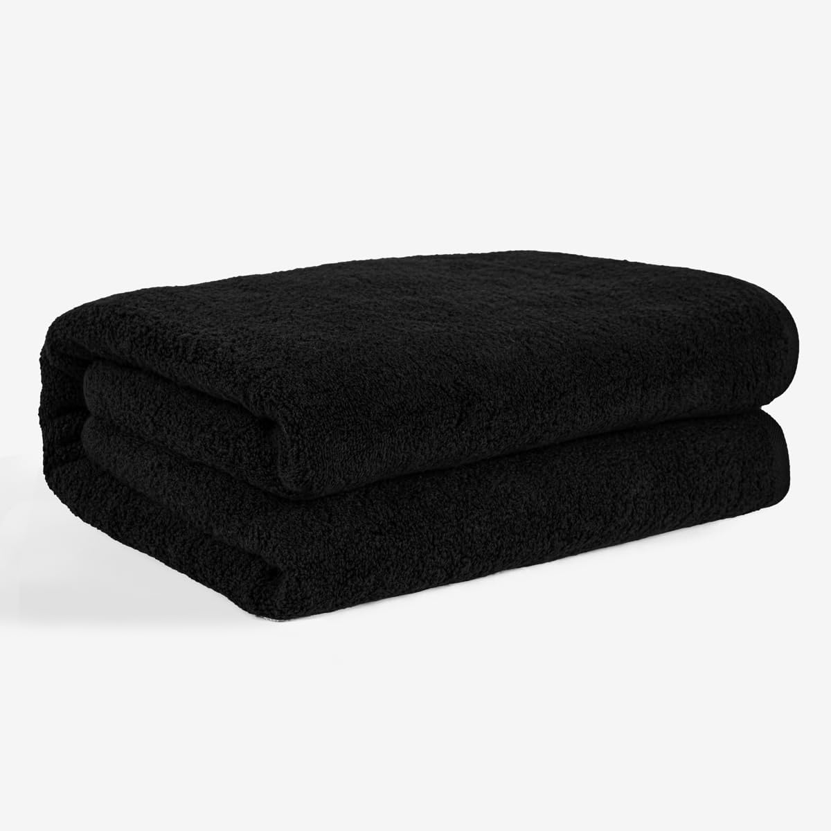SALBAKOS 100% Turkish Cotton Jumbo Bath Sheet Towel Oversized 40x80 inch | Premium Hotel & Spa Quality, Soft, Absorbent, XL Bath Towels | Made in Turkey (Pack of 1, Black, Jumbo Bath Sheet)