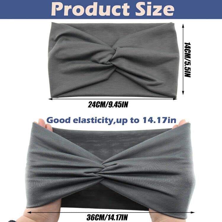 Wide Headbands for Women, Large Twist Headbands Boho Turban Headband Stretchy Head Wraps Yoga Head Bands For Women's Hair,Pack of 8