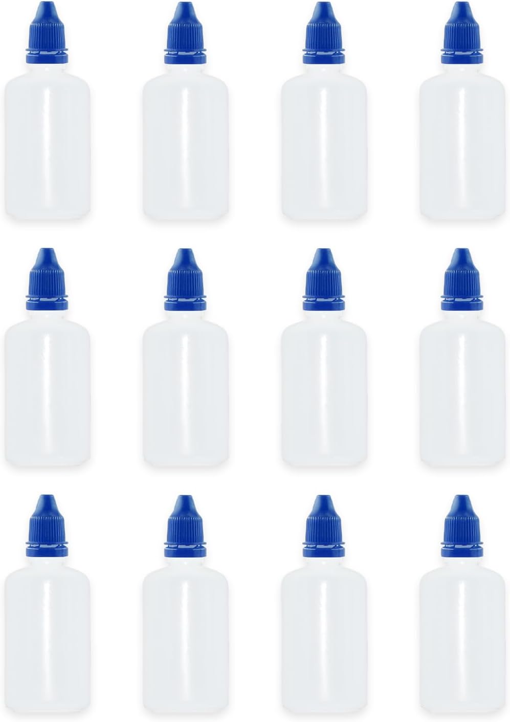 12 Pcs Dropper Bottles, 50ml/1.7 oz Empty Squeezable Small Mouth Dropper Bottle, Liquid Dropper Bottle with Blue Cap