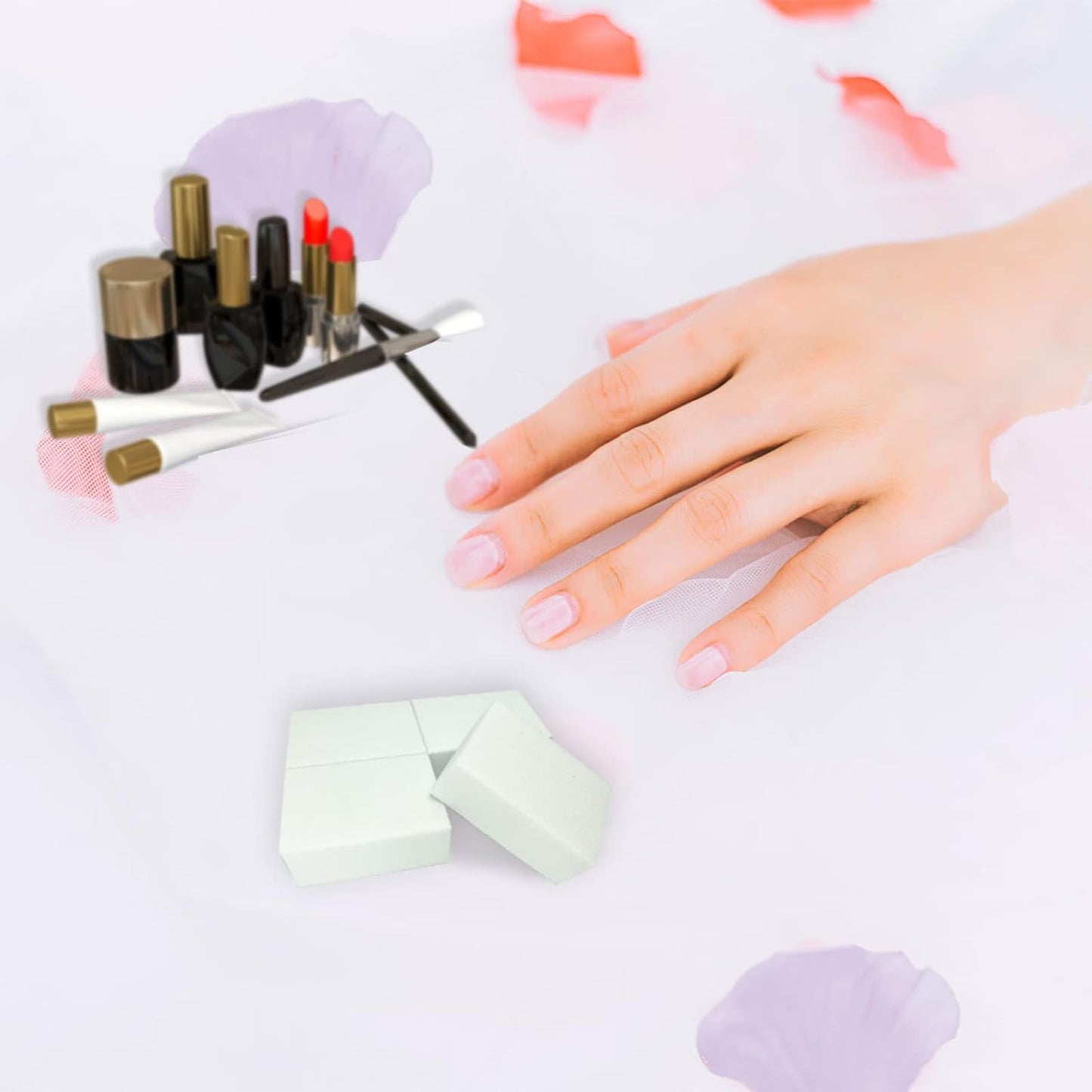 Maryton Nail Buffer Mini Block Files, 100/120 Grit for Acrylic Nails, 130 Count (White)