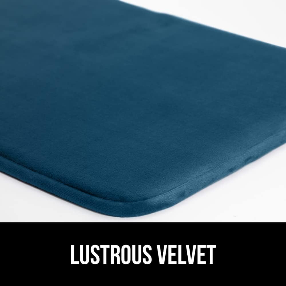 GORILLA GRIP Memory Foam Bath Mat, Soft Absorbent Velvet Bathroom Mats, Durable Dots on Underside, Machine Washable Bathmat, Carpet Rug Room Decor for Shower Tub Floor RV, 24x17 Rugs, Blue