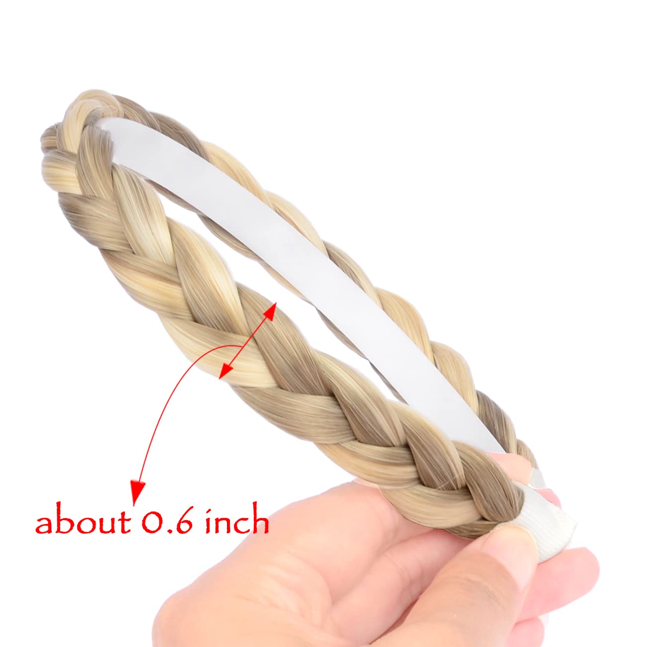 DIGUAN Width 0.6 inches Narrow Synthetic Hair Plaited Headband Braid With Teeth Hair Band Accessories for Women Girl (Buttered Toast)