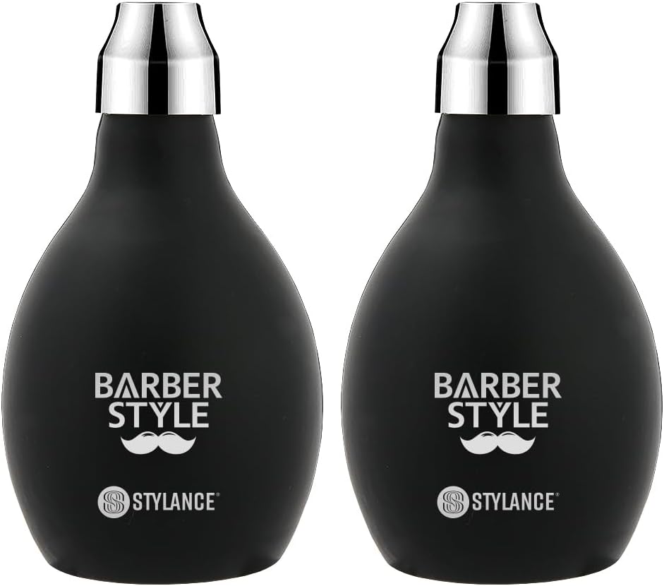 2 Pieces Barber Powder Spray Bottle, Powder Puff Bottle, Barber Powder Pump Dispenser, 3.38oz/100ml Refillable Hair Fiber Applicator Use for Dry Shampoo - Black