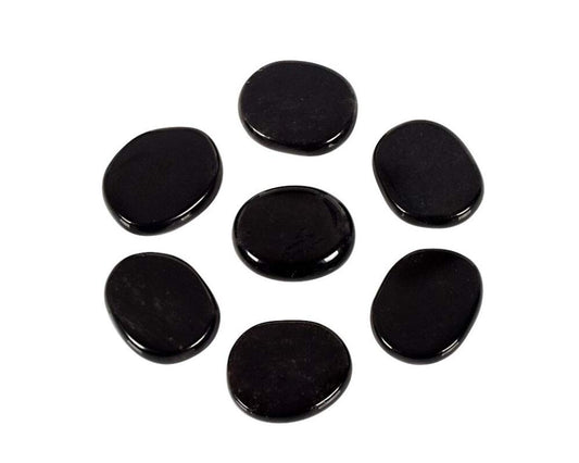 7 Pieces Natural Obsidian Massage Stones Set for Professional or Home Spa, Smooth and Natural Massage Stones (Black Obsidian)
