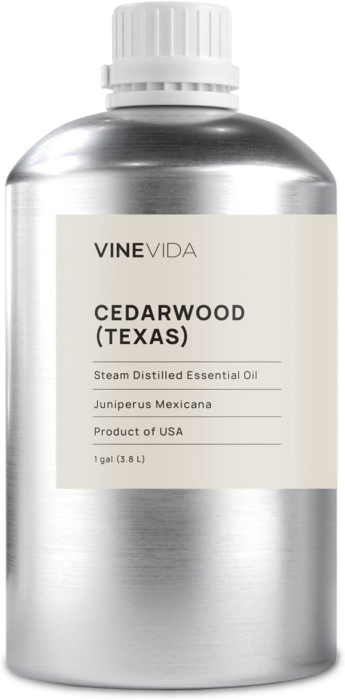 VINEVIDA Cedarwood (Texas) Essential Oil - Gallon Cedarwood (Texas) Oil Undiluted - Bulk Gallon Essential Oil for Soap Making Safe for Skin - DIY Candle Scents for Candlemaking Scents - 8 lbs
