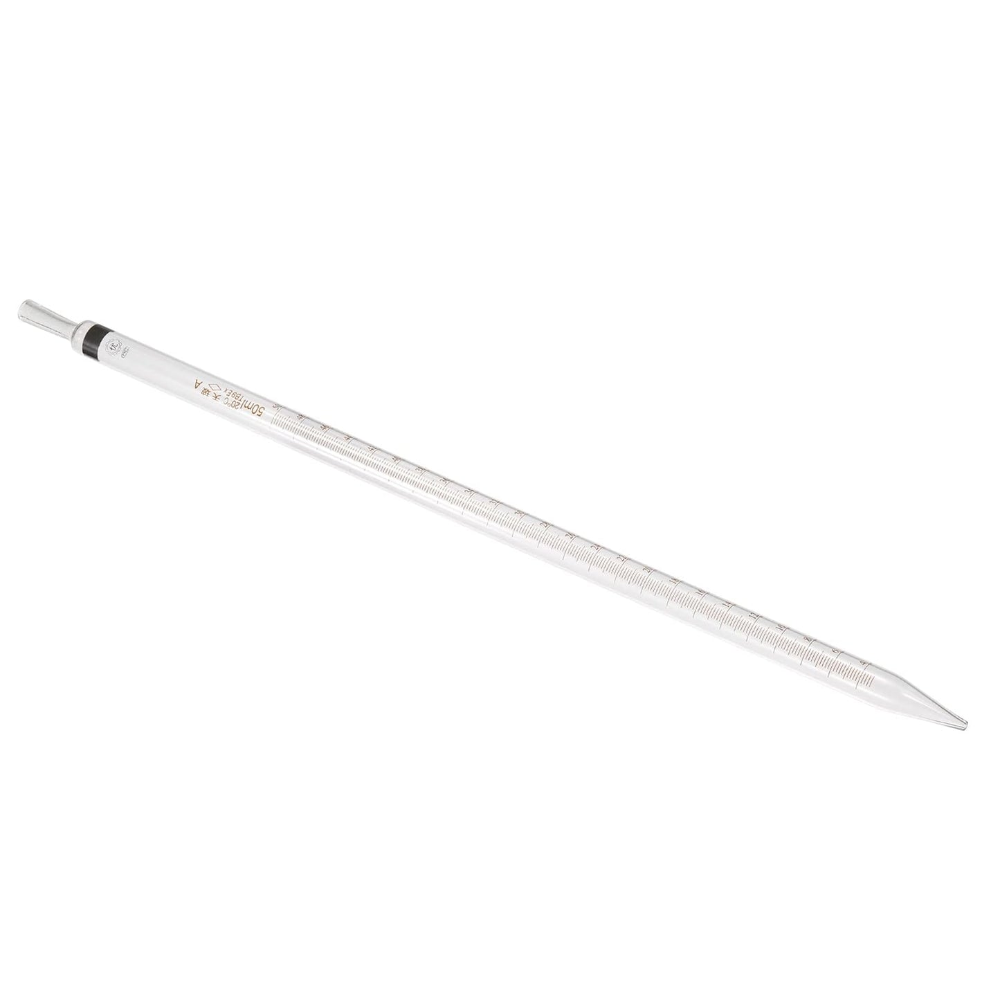 PATIKIL Graduated Dropper Pipettes, 1 Pcs 50ml Reusable Borosilicate Glass Pipette for Transfer Liquid for Laboratory, Chemistry, Clear