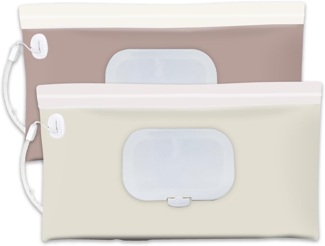 Baby wipes dispenser，portable baby wipes holder for outdoor, Refillable baby wipes container, on the go wet wipe pouch for travel, resuable wipes dispenser for hiking (Nude Pink)