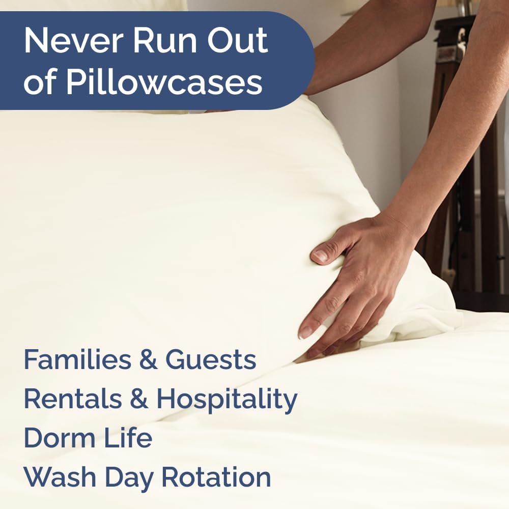 Queen Pillow Cases Set of 10 - Ultra Soft Hotel Quality Pillowcase Covers - Comfy, Cozy & Wrinkle Free - Shrink, Stain and Fade Resistant - Machine Washable Pillow Protectors - 10 Pcs Set - Off White