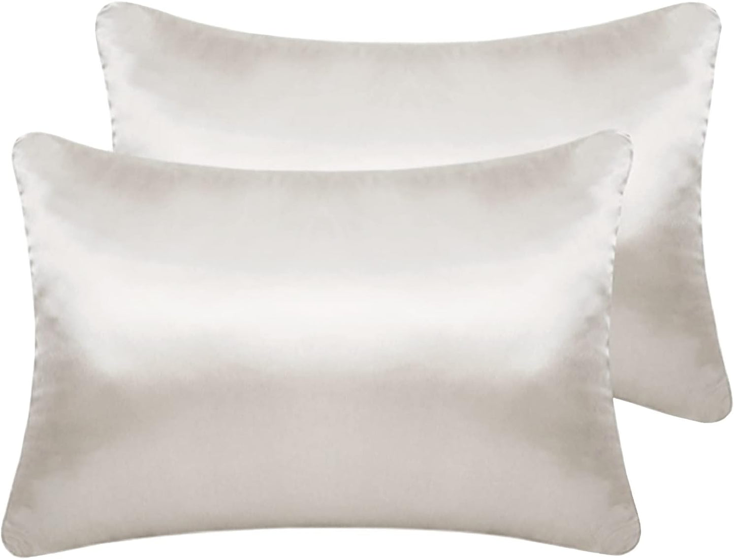 Silky Satin Toddler Pillowcases Set of 2, Super Soft Travel Pillow Covers, Small Kids Pillow Cases with Envelope Closure, 13"x 18", Silvergrey