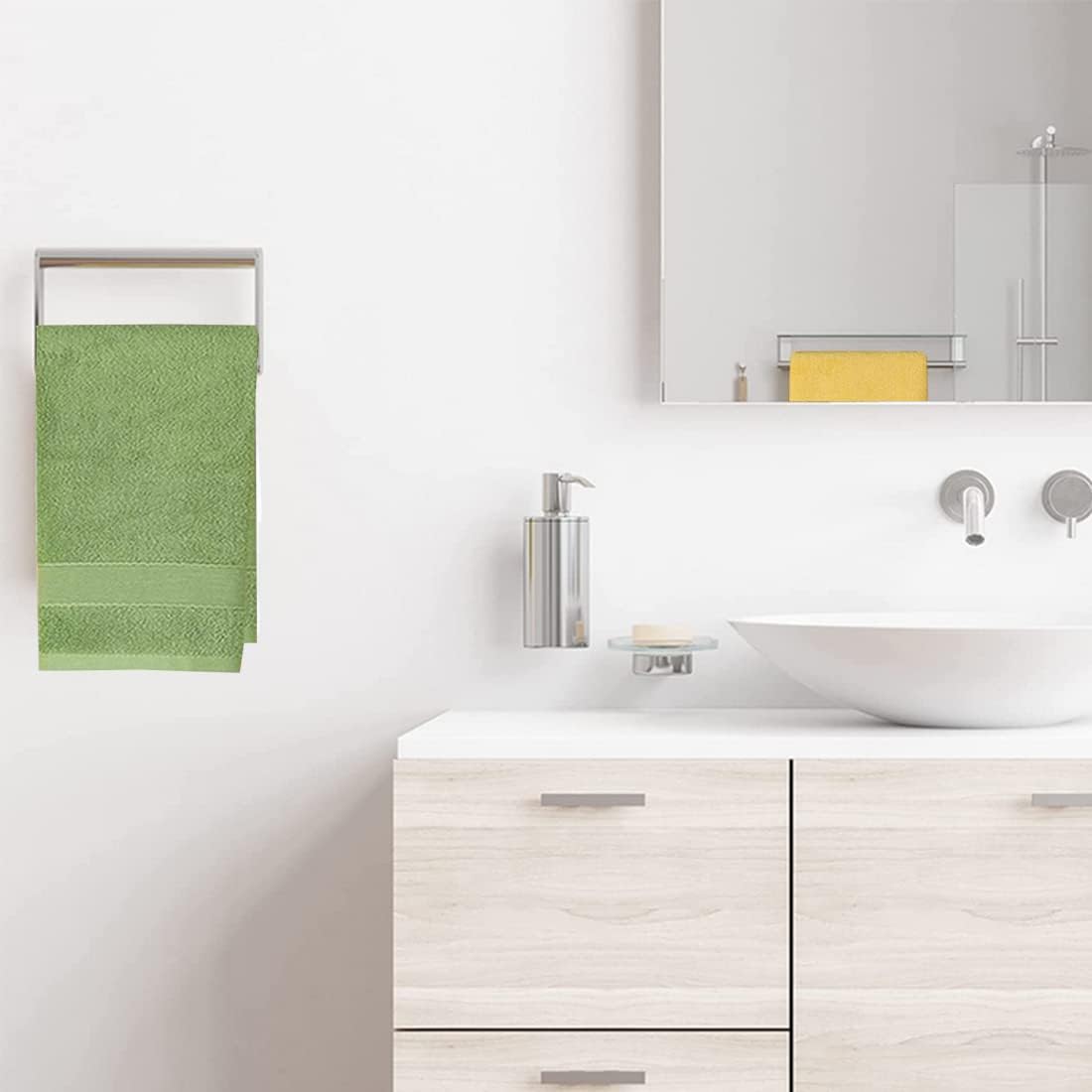 Hand Towels for Bathroom 2 Pack-100% Cotton Hand Towel (14 x 30 Inch), Highly Absorbent and Quick Dry Face Washcloth, Home Soft Premium Towel for Hotel, Bath, Kitchen and Spa (Green)