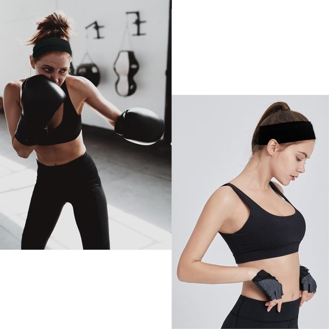 Headbands For Women 12 Pack Sweat Headband Yoga Elastic Black Head Bands Women’s Hair Band Workout Hairbands Accessories