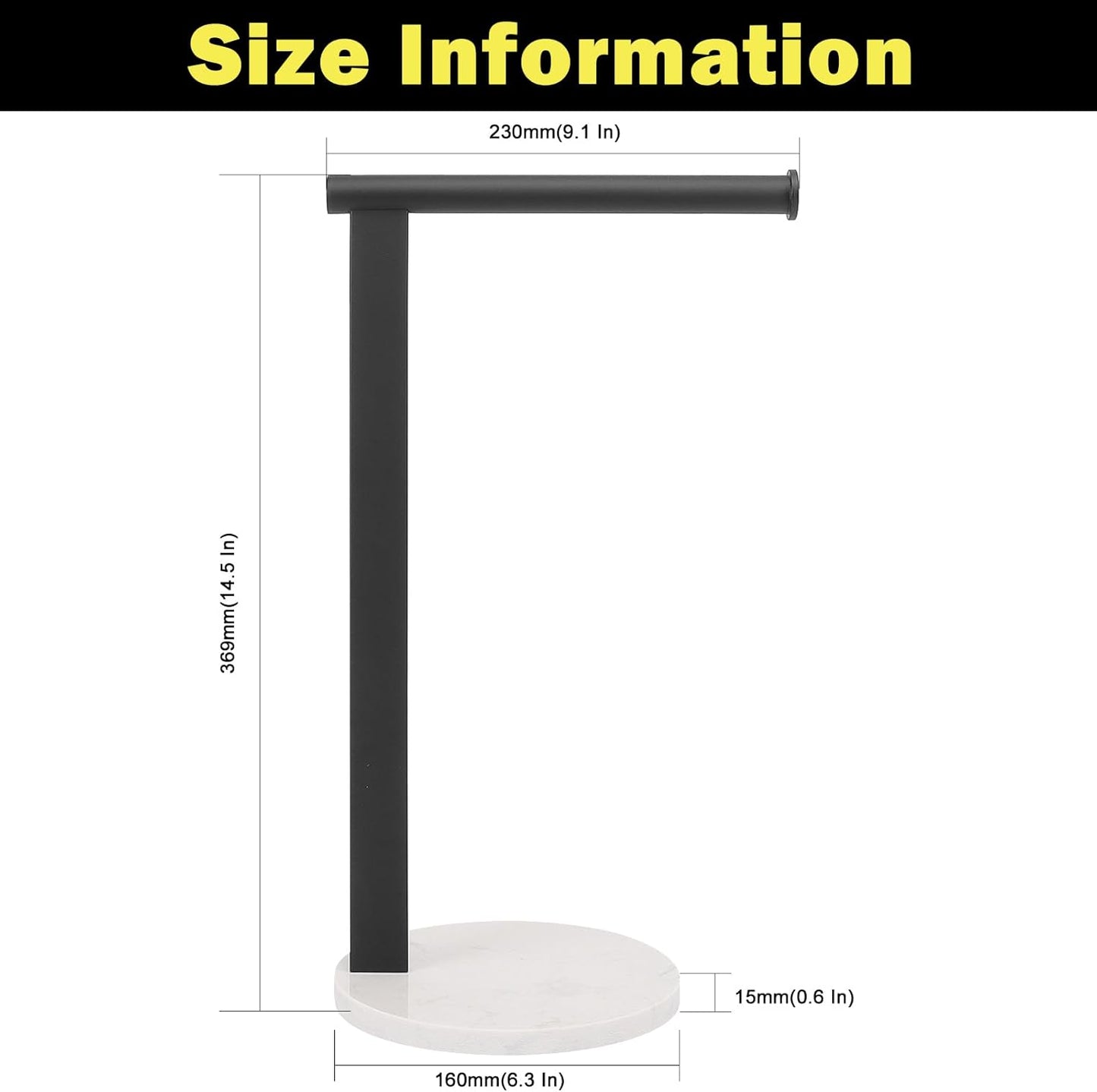 Stainless Steel L-Shaped Hand Towel Holder, SUS304 Bathroom Towel Rack with Thickened Base for Countertop Vanity (Matte Black)