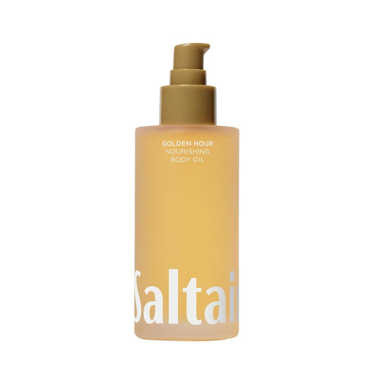 Saltair Body Oil. Luxurious Golden Hour After Shower and Bath Oil Moisturizer for Women and Men. Botanical, Non-Greasy, and Well-Absorbing Lotion for Hydrating Dry Skin. 4oz Pump Bottle