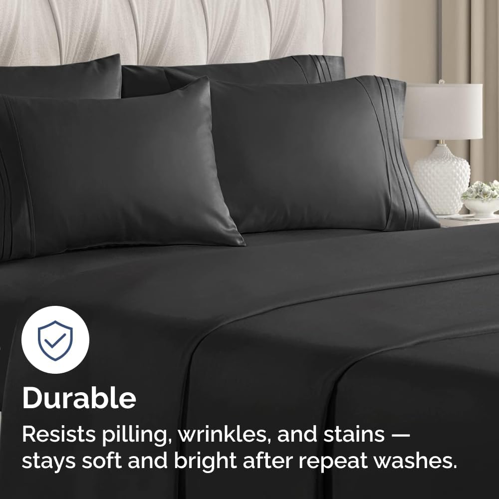 Standard Pillow Cases Set of 6 - Ultra Soft Hotel Quality Pillowcase Covers - Comfy, Cozy & Wrinkle Free - Shrink, Stain and Fade Resistant - Machine Washable Pillow Protectors - 6 Piece Set - Black