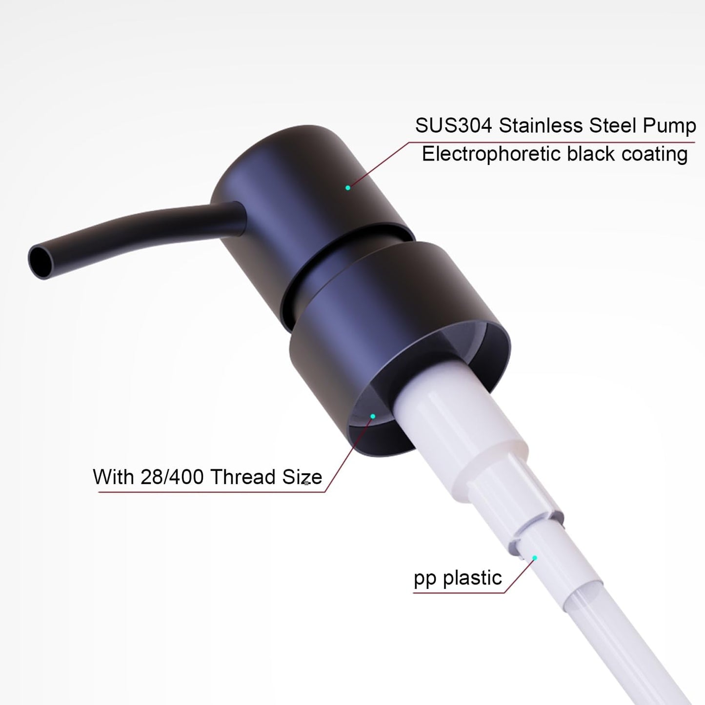 2Pack Black Stainless Steel Soap and Lotion Dispenser Pumps,Soap Dispenser Head Replacement Spare for Regular Bottle Mouth