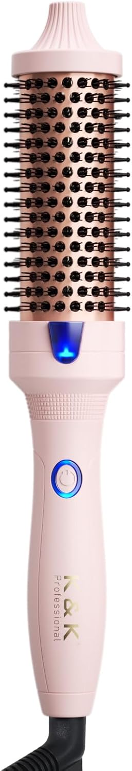 K&K 1.5 Inch Ceramic Tourmaline Ionic Curling Brush Volumizer - Hot Brush Creates Root Volume & Loose Curls, Volume Curls, Hair Styling Tool
