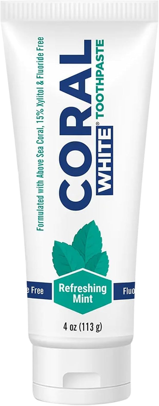 Coral White - Coral White Mint Toothpaste Natural Fluoride SLS Free Coral Calcium Remineralizing Toothpaste 4 Ounce