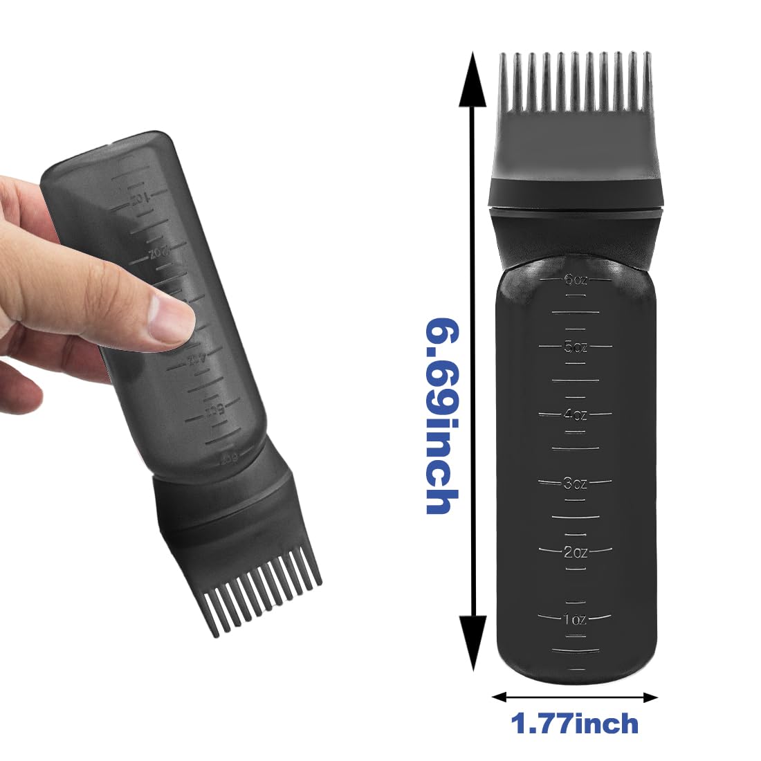 ELANE 4 Pcs Root Comb Applicator Bottle 6oz,Hair Oil Applicator Bottle for Hair,Oil Comb Applicator Hair Bottle Applicator for Hair Dye Shampoos Hair Salons Camping Traveling(Black)