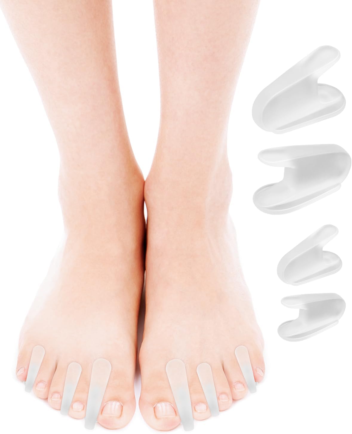 16Pcs Gel Toe Separators, Silicone Toe Spacers Bunion Corrector for Feet Women Men Pain Relief, Soft Flared Toe Spreader Hammer Toe Straightener for Overlapping Toes(12Small+4Large Size)
