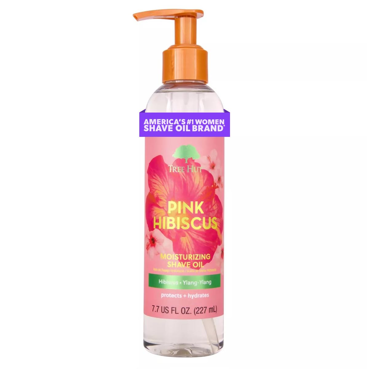 Tree Hut Pink Hibiscus Moisturizing Bare Shave Oil, Made with Soothing Jojoba Oil, Gel-to-Oil Formula Helps Prevent Razor Bumps, Ingrown Hairs, & Skin Irritation, 7.7 fl oz