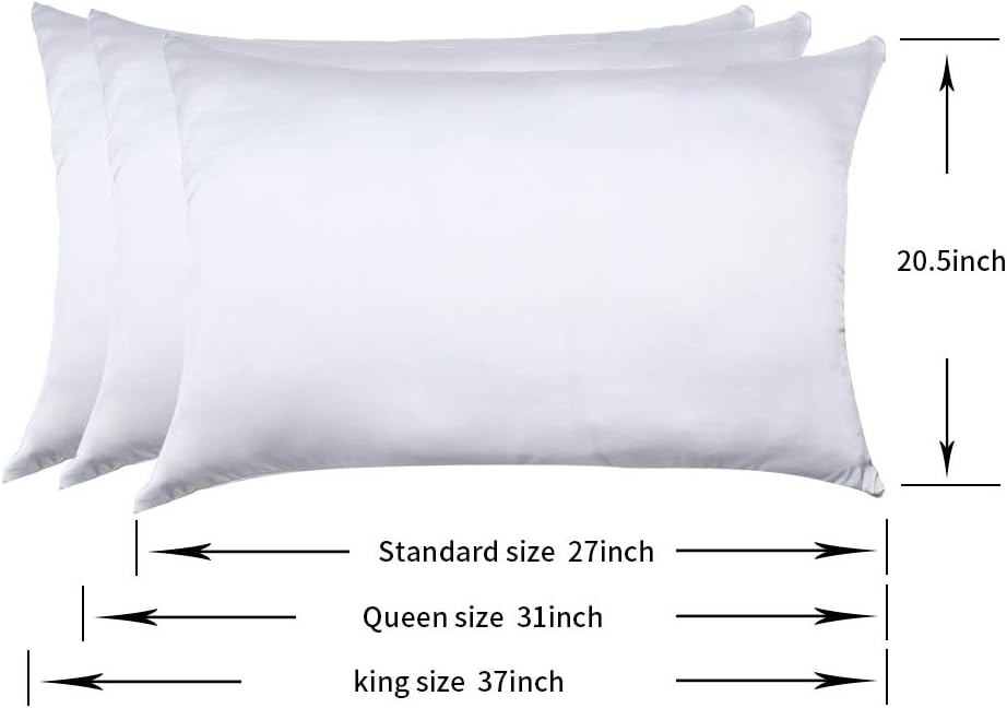 100% Mulberry Silk Pillowcases Set of 2 for Hair and Skin and Super Soft and Breathable Standard Size Nature Silk Pillowcases (Standard, White)