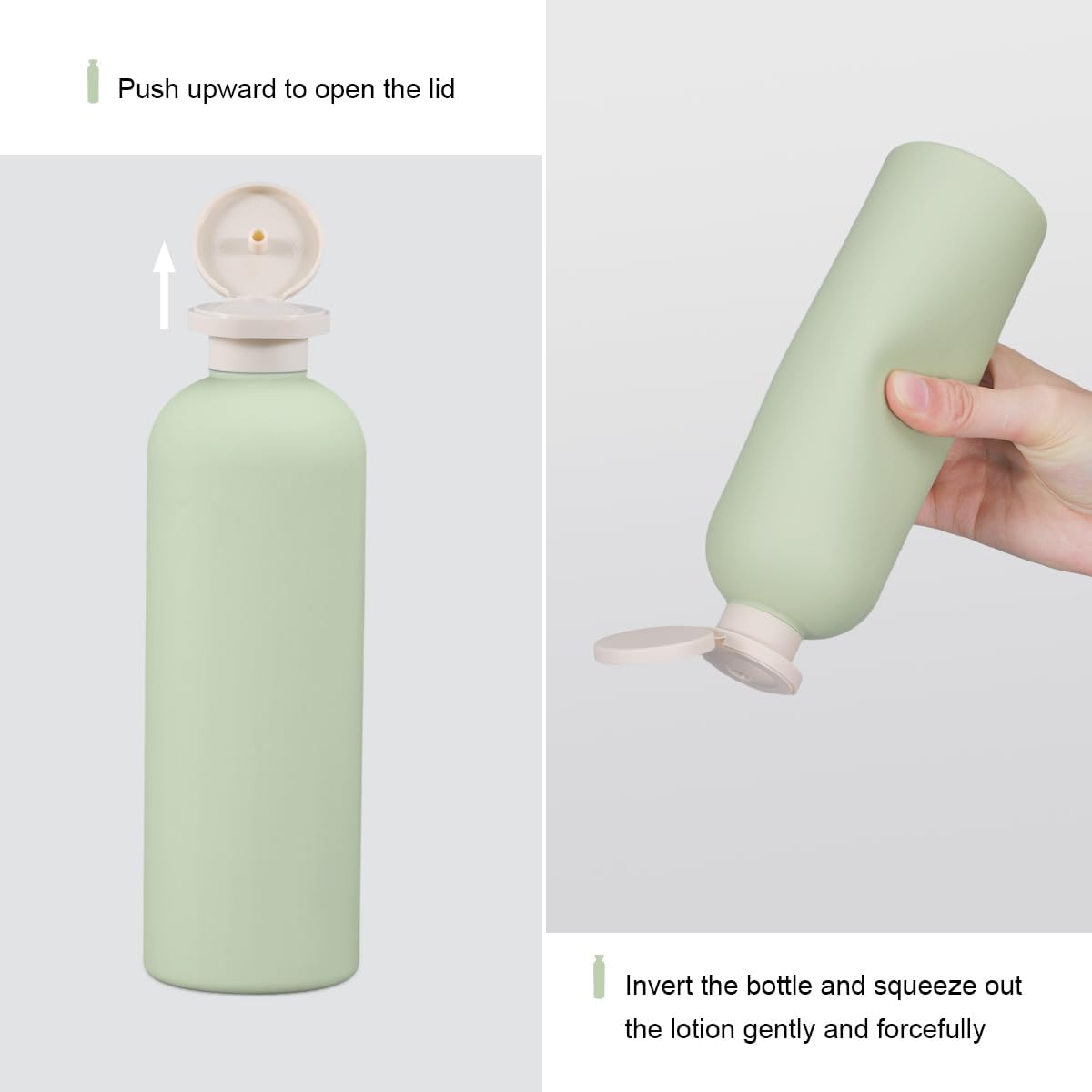 Travel Shampoo Bottle, Empty Plastic Squeeze Bottles 13.5oz with Flip Cap, Lotion Container for Toiletries Travel Size Shampoo and Conditioner (2 pack blue, 2 pack green)