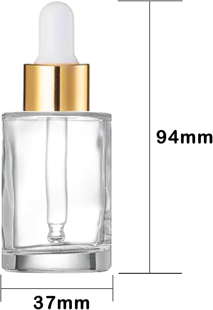 12 Pack 1 oz Glass Dropper Bottle Essential Oils Bottle with Glass Eye Droppers,for Serum Essence Oil,Perfumes,Liquids (Clear, 1oz)