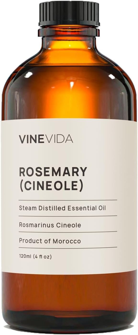 VINEVIDA Rosemary Essential Oil - Undiluted Rosemary Oil - Rosemary Candle Oil Scent - DIY Candle Scents for Candlemaking - Bulk Essential Oil for Soap Making Safe for Skin, 4.0 Fl Oz
