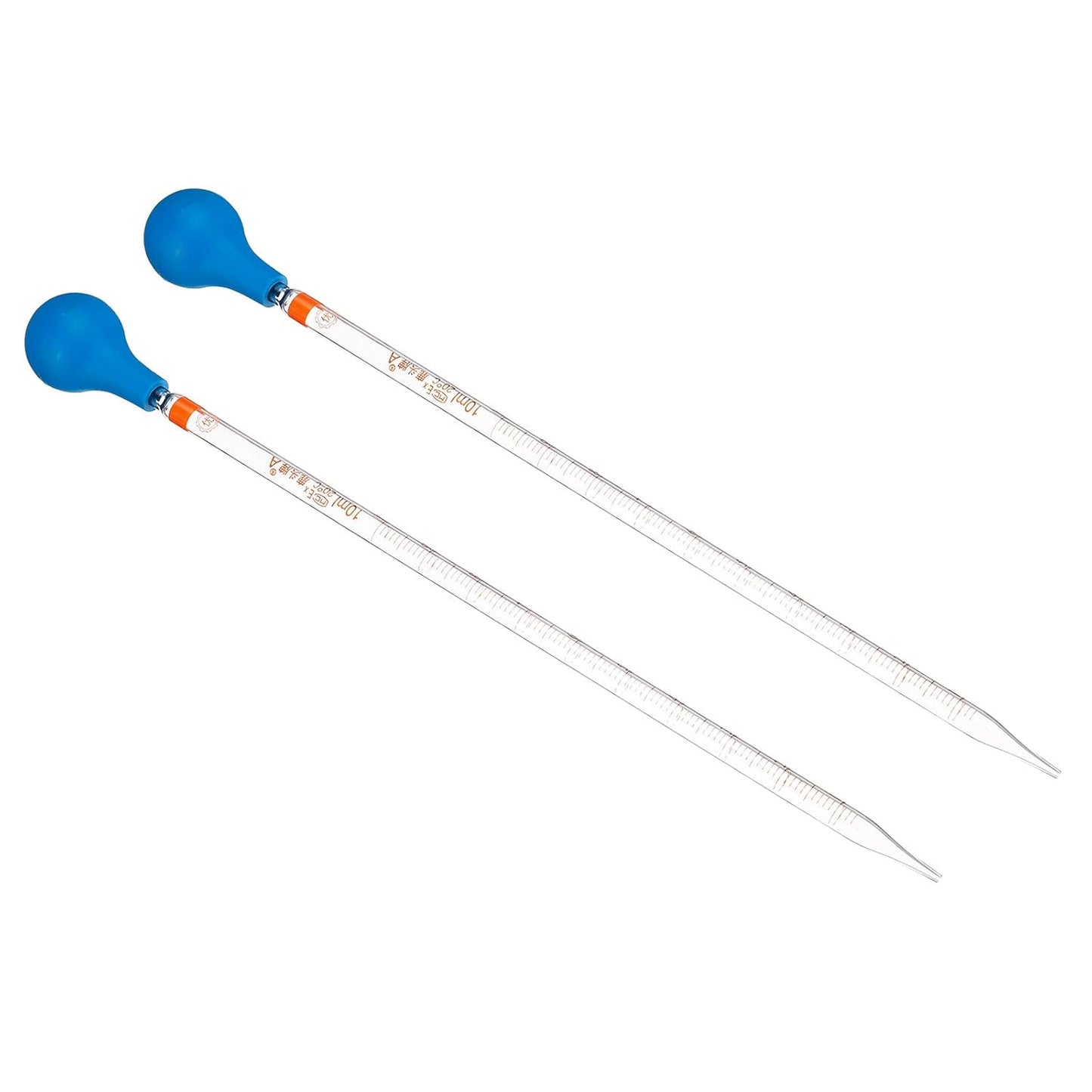 PATIKIL Graduated Dropper Pipettes Kit, 2pcs 10ml Borosilicate Glass Pipette with Rubber Cap for Transfer Liquid for Lab, Chemistry, Clear