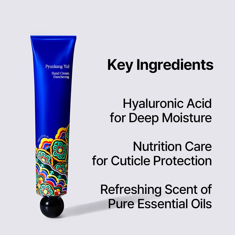 Pyunkang Yul PKY Dancheong Hand Cream, Gentle Hand Care, Natural Scents with Essential Oils, Inspired by Fade-Resistant Korean Dancheong, Zero Irritation, Korean Skincare (2.53 Fl. Oz, 75ml)
