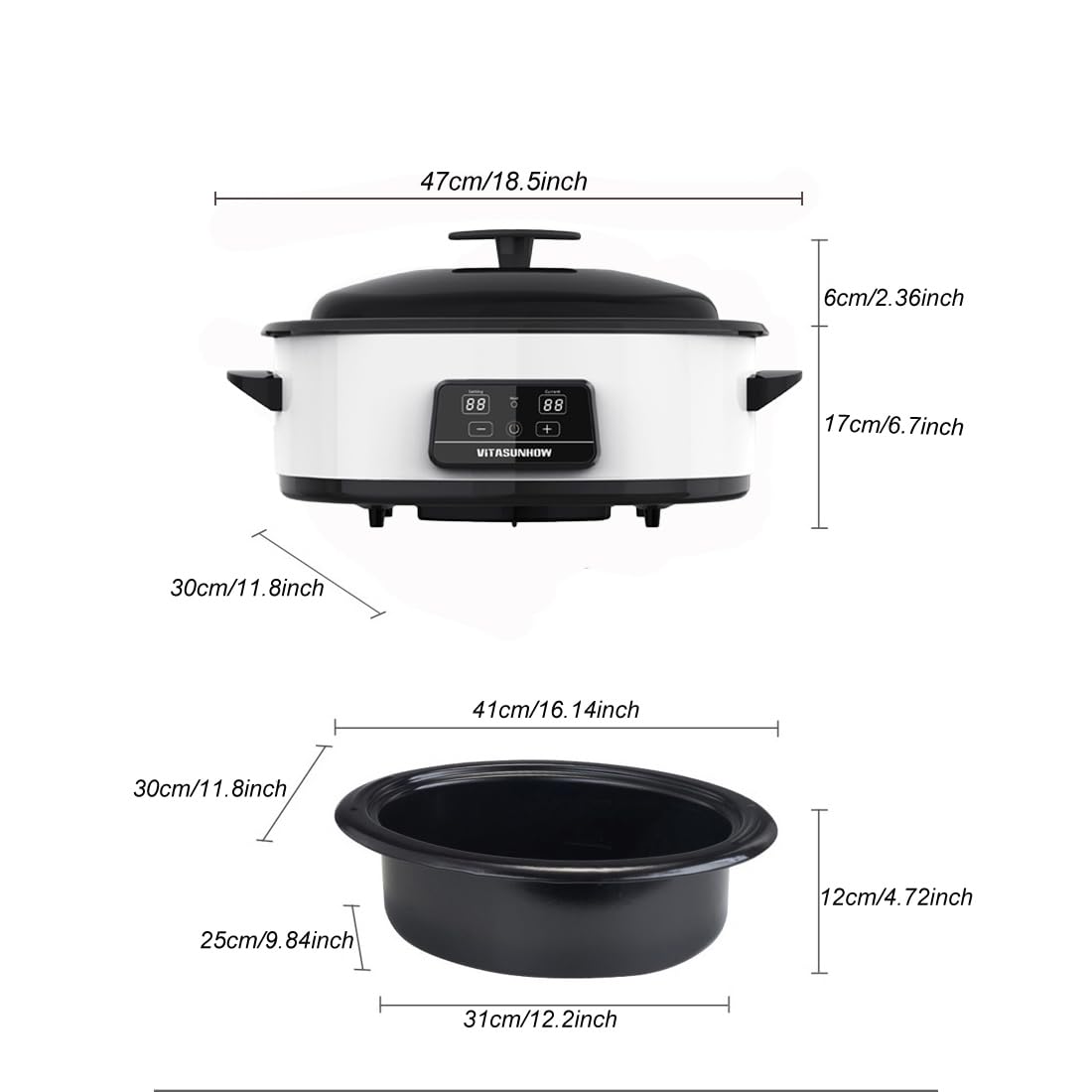 Massage Stones Warmer Hot Stone Heater - 6 Quart Adjustable Temperature Control Heating Device (KA-6QD)