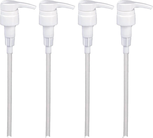 Universal Shampoo/Conditioner Dispenser Pump for Bottles, Leak Proof, Pump Top Fits 1 L/33.8 oz Bottles, 28/410 Neck Size (White - Pack of 4)