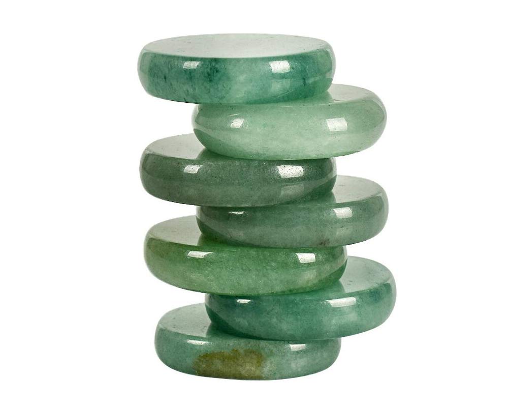 7 Pieces Natural Green Aventurine Massage Stones Set for professional or home spa (Green Aventurine)