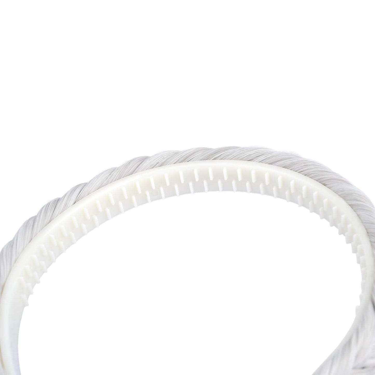 DIGUAN Width 0.9 inches Synthetic Hair Plaited Headband Braid With Teeth Hair Band Accessories for Women Girl (White Gray)