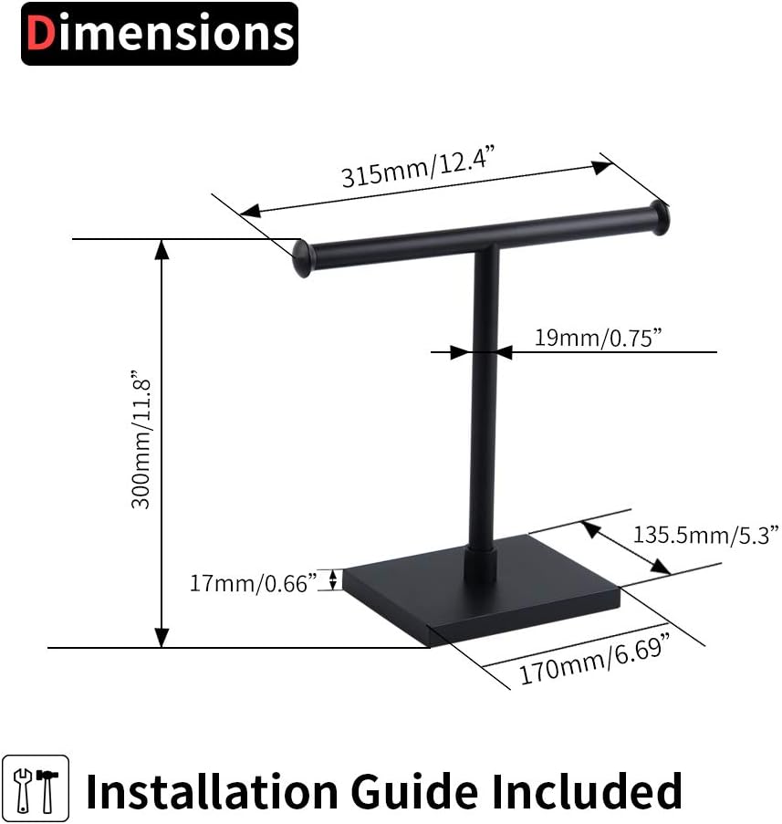 SUS 304 Stainless Steel Hand Towel Holder Standing Tree Rack for Bathroom Vanities Countertop, Matte Black DZY011-BK
