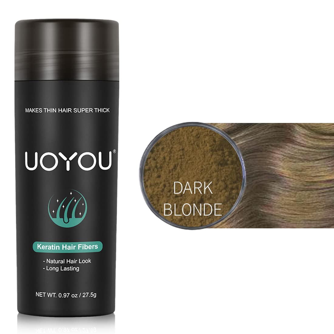 Hair Fibers DARK BLONDE for Thinning Hair 27.5g Bottle | Undetectable & Natural Keratin Hair Fibers Concealer for Hair Loss for Men and Women | Hair Building Fibres Powder [DARK BLONDE]