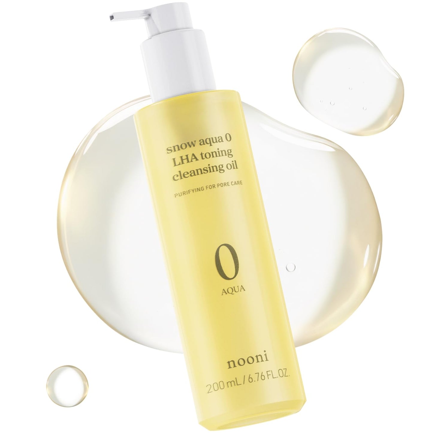 NOONI Korean Cleansing Oil - Snow Aqua 0 LHA Toning Cleansing Oil | Makeup Blackhead Remover, Pore Control, Glass Skin, Help Control Sebum, Revitalizing, Moisturizing, Korean Skin Care, 6.76 Fl Oz