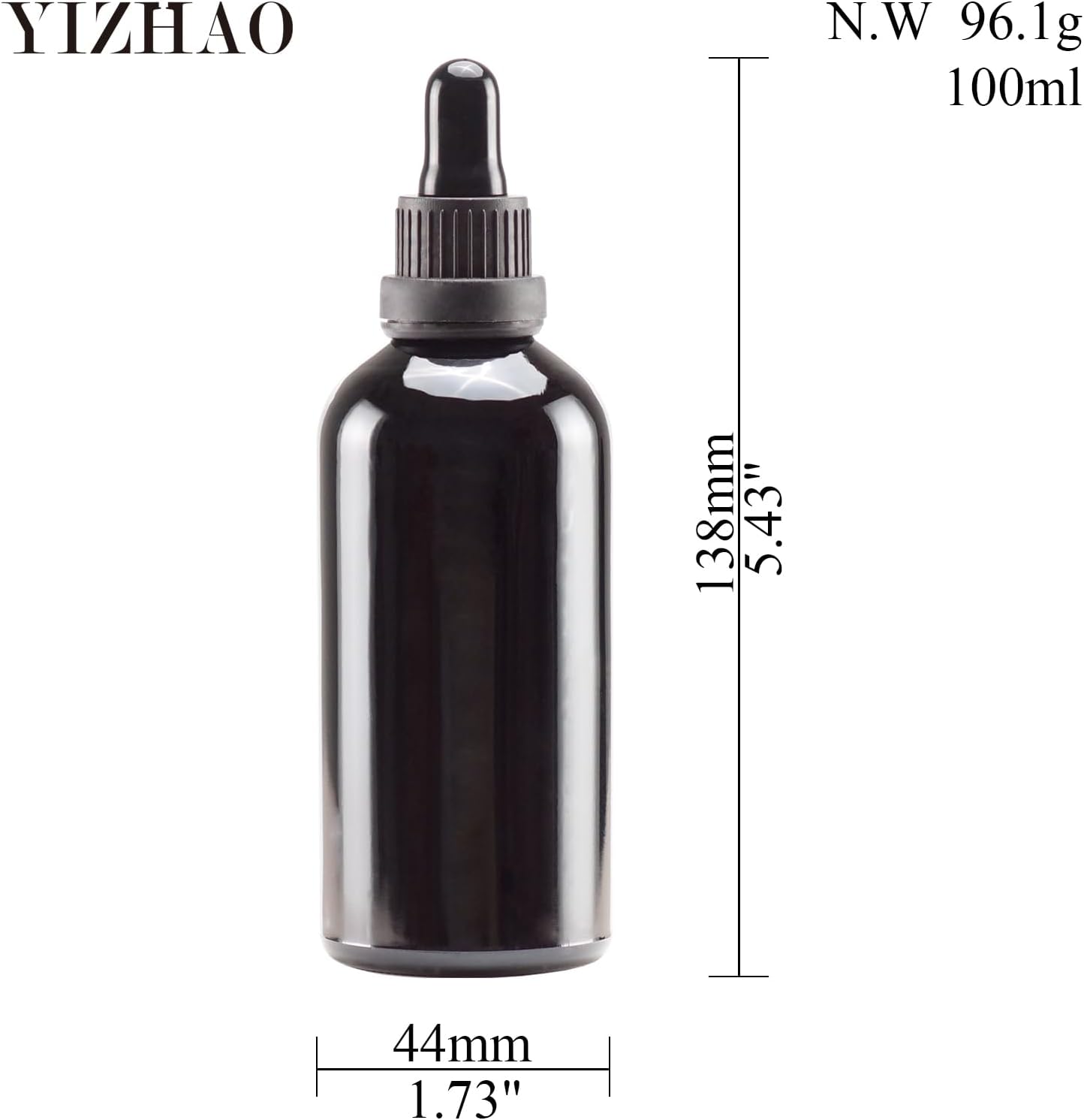 YIZHAO Black Glass Dropper Bottle 4oz, Tincture Bottles with Glass Dropper, for Essential Oils, Aromatherapy, Cosmetic, Laboratory, Pharmacy, Liquids, Travel –4 Pcs