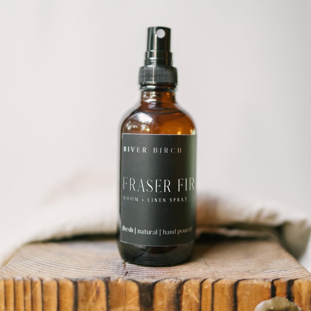 River Birch Fraser Fir Scented Linen and Room Spray | Home Fragrance | 4 oz Glass Amber Bottle | Luxury Signature Scent | Handmade in Texas