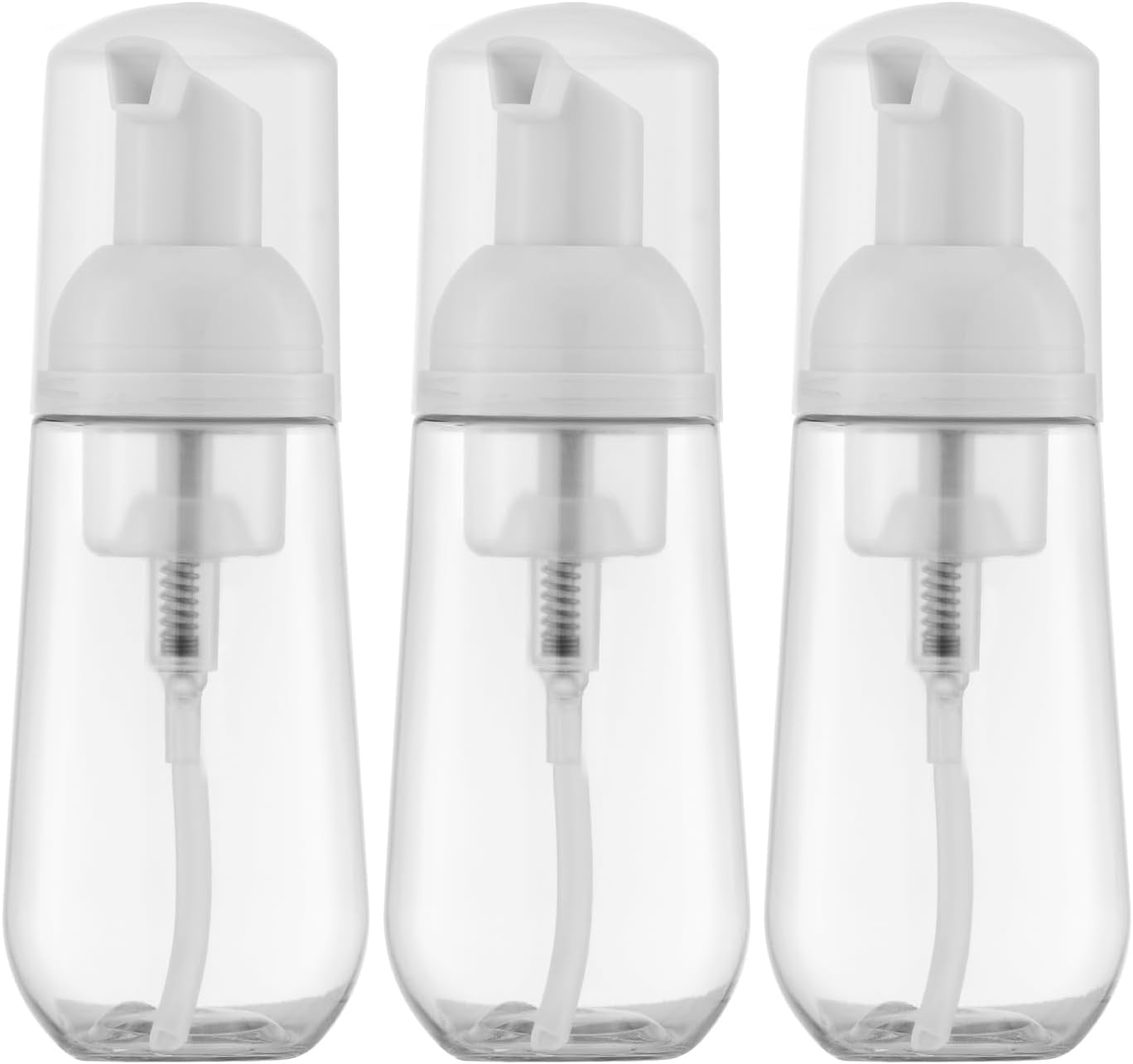 2oz Foam Bottle, Empty Travel Foaming Pump Dispenser for Hand Soap, Lash Cleanser, Shampoo (3PCS, Clear)