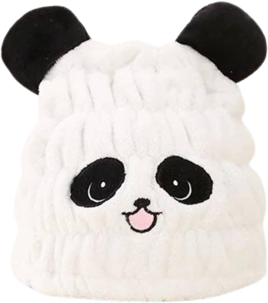 Microfiber Hair Towel Wrap for Kids, Panda Dry Hair Cap Suck Water, Absorbent Quick Girls Boys Hair Drying Towel, Lightweight Bouncy Hat Headscarf for Wet Hair