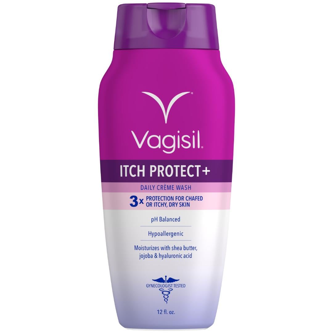 Vagisil Feminine Wash for Intimate Area Hygiene and Itchy, Dry Skin, Itch Protect+ Crème Wash, pH Balanced and Gynecologist Tested, 12oz (Pack of 1)